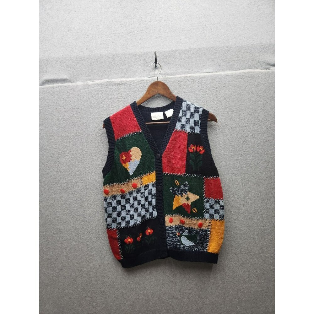 Vintage Blair Boutique‎ Patchwork Knit Sweater Vest Womens M